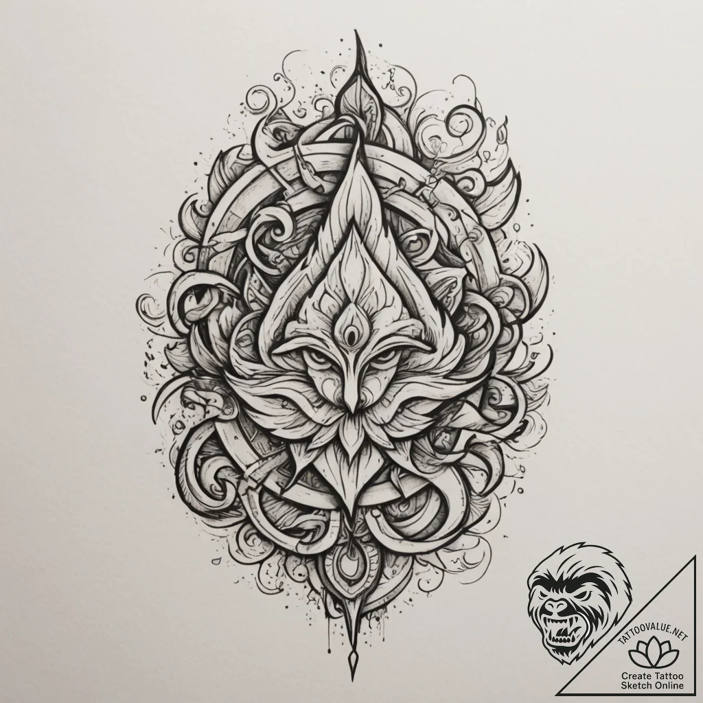 р сѓрѕр° р’рµрґр° (veda, knowledge, wisdom, p... - tattoo sketch (№1754990526_0, 12.08.2025 09:22) — tattoovalue.net