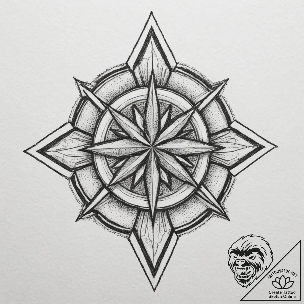 Tattoo design a minimalist cross or star of l... - tattoo sketch (№1754992307_0, 12.08.2025 09:51) — tattoovalue.net