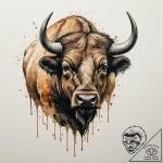 Buffalo, tattoo flash sheet design, on a clea… – tattoo sketch (№1754992505_0, 12.08.2025 09:55) — tattoovalue.net