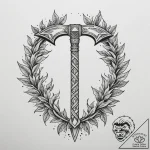 Tattoo sketch: perun’s stylized war axe, crac… – tattoo sketch (№1754992703_0, 12.08.2025 09:58) — tattoovalue.net