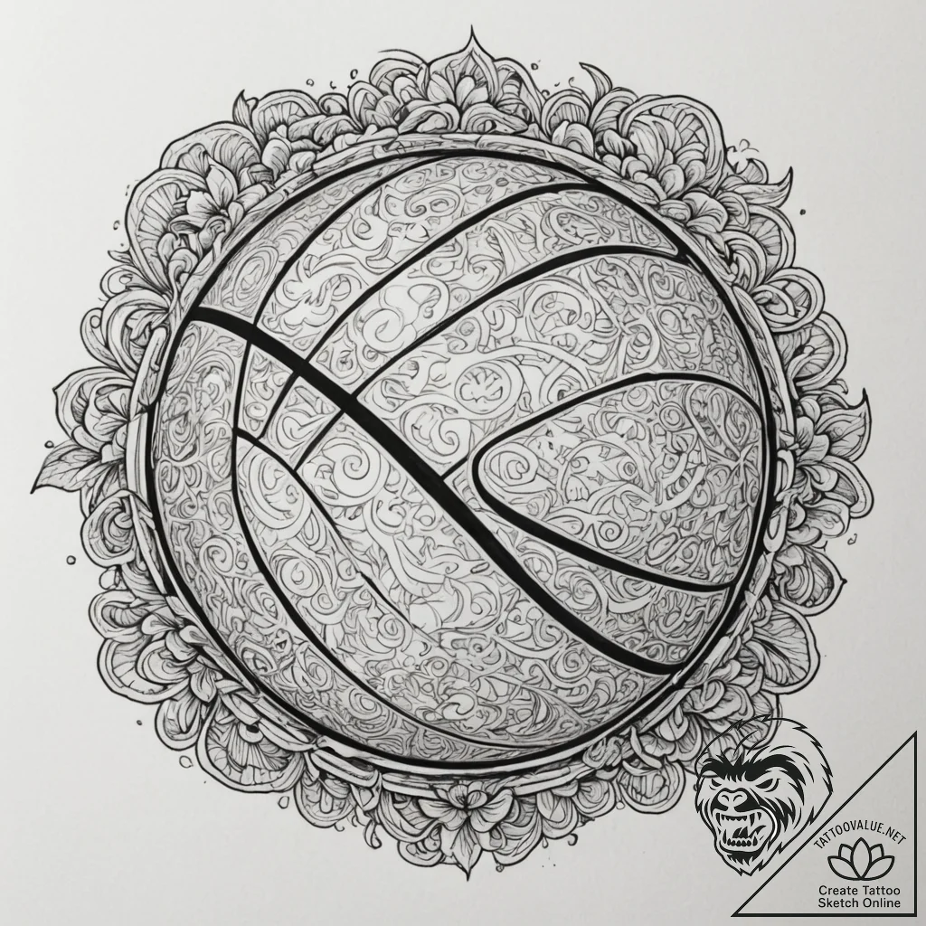 Tattoo design a basketball or football with a... - tattoo sketch (№1754993692_0, 12.08.2025 10:14) — tattoovalue.net