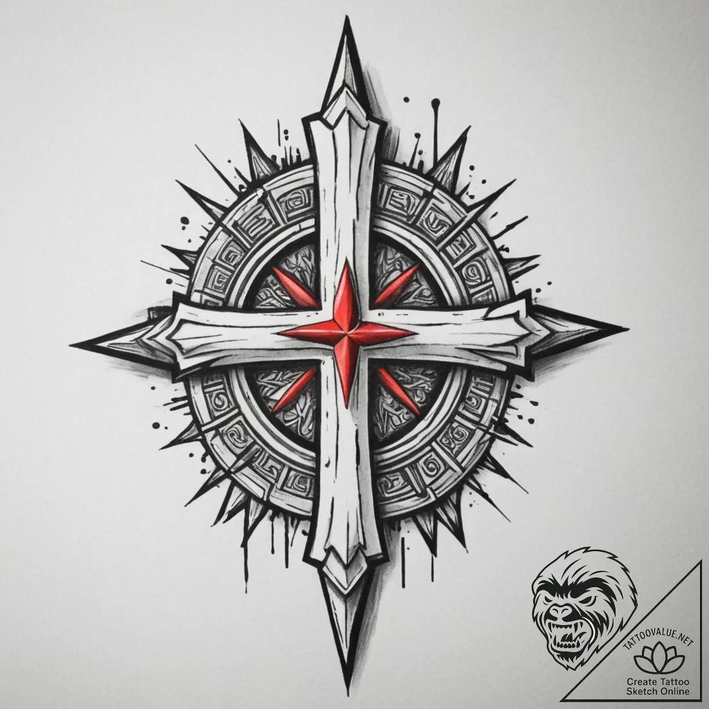 Tattoo design a small, unadorned cross or sta... - tattoo sketch (№1754995079_0, 12.08.2025 10:37) — tattoovalue.net