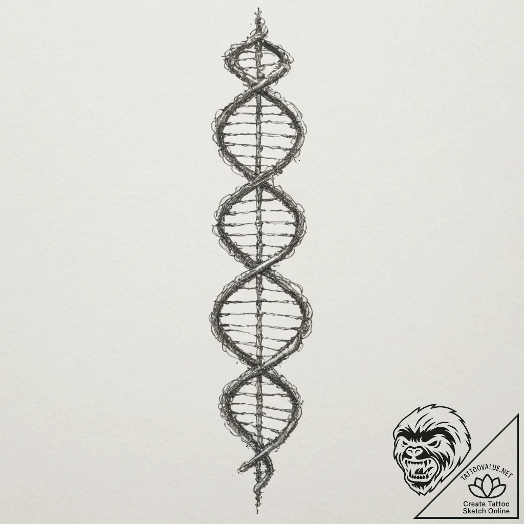 Dna helix, ink illustration for tattoo, sketc... - tattoo sketch (№1754996079_0, 12.08.2025 10:54) — tattoovalue.net