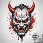 Oni mask, concept art for tattoo, watercolor… – tattoo sketch (№1754996279_0, 12.08.2025 10:57) — tattoovalue.net