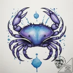 Tattoo design a cancer crab, outlined in thin… – tattoo sketch (№1754997084_0, 12.08.2025 11:11) — tattoovalue.net