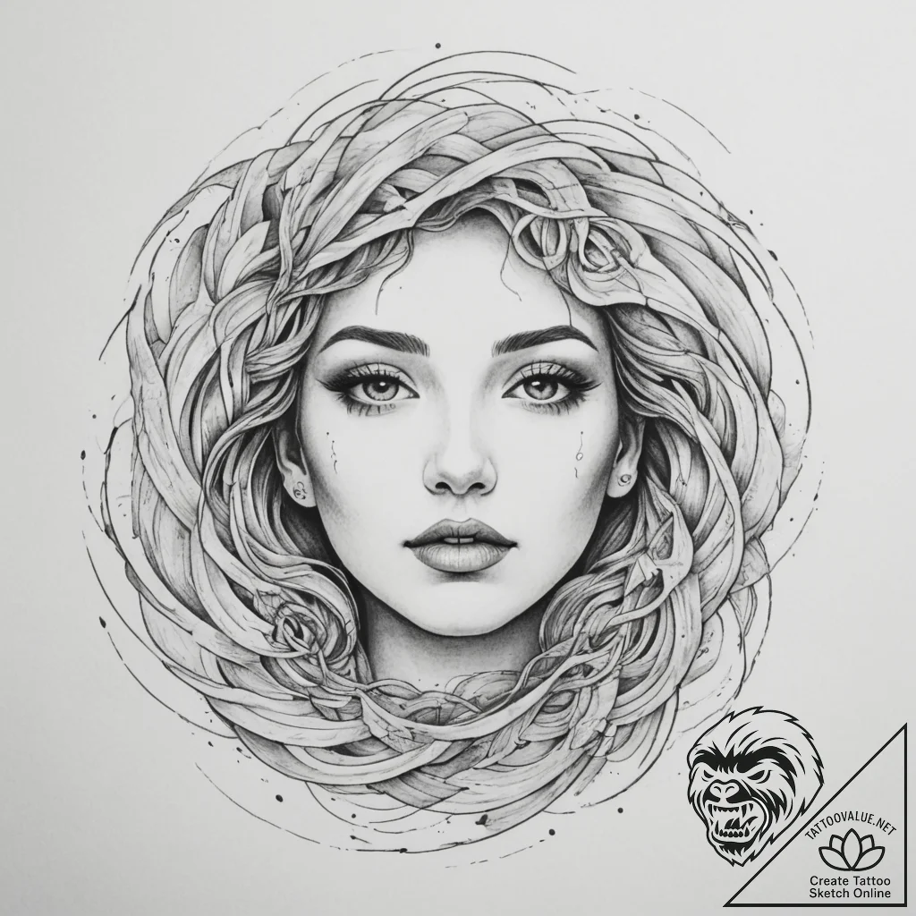 Tattoo sketch gemini faces dissolving into a... - tattoo sketch (№1754997486_0, 12.08.2025 11:18) — tattoovalue.net