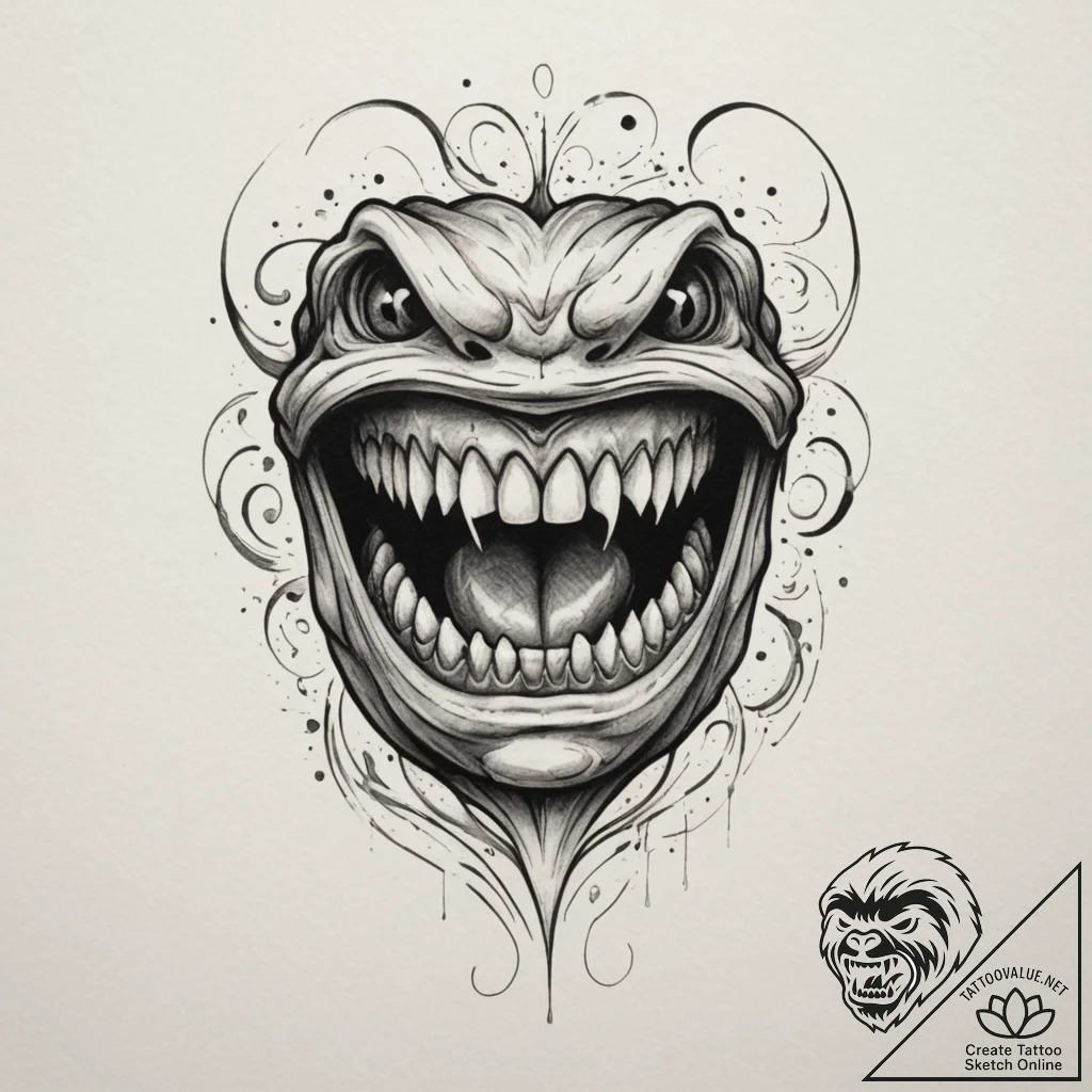 Tattoo design a stylized mimic chest with a h... - tattoo sketch (№1754997693_0, 12.08.2025 11:21) — tattoovalue.net