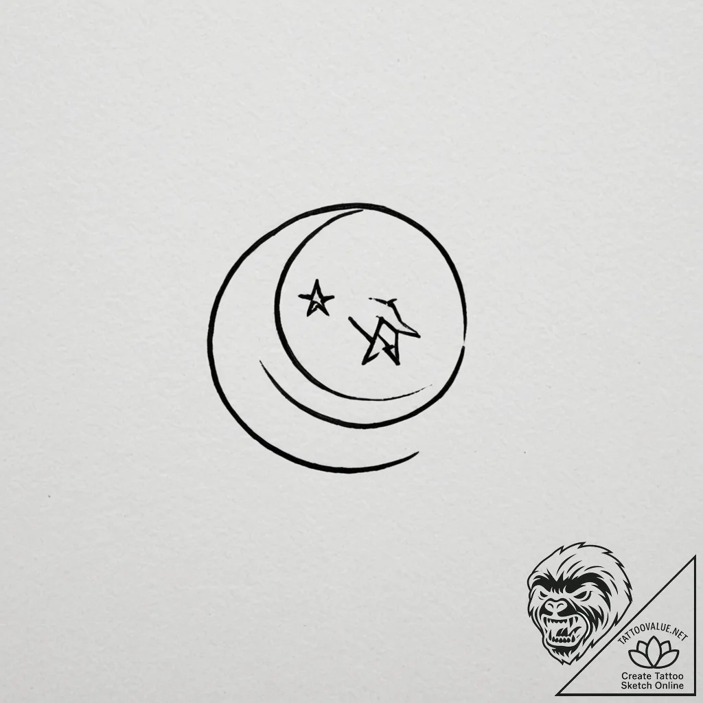 Tattoo design a single, tiny star or moon sym... - tattoo sketch (№1754998510_0, 12.08.2025 11:35) — tattoovalue.net