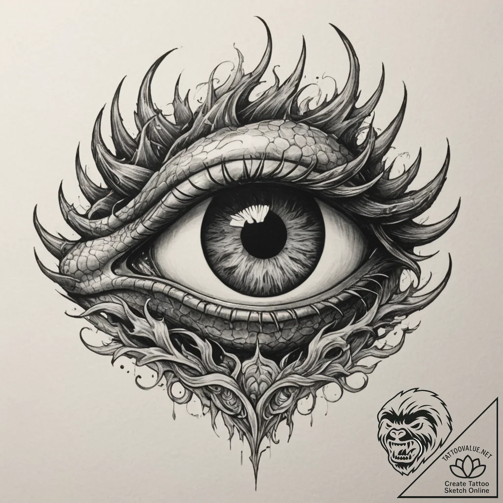Tattoo sketch a dragon's eye peering through... - tattoo sketch (№1754998909_0, 12.08.2025 11:41) — tattoovalue.net