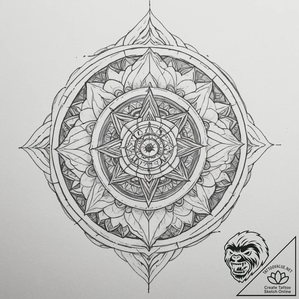 Tattoo design a surveyor's transit, symbolizi... - tattoo sketch (№1754999310_0, 12.08.2025 11:48) — tattoovalue.net