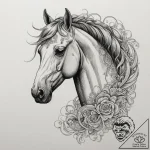 Horse, artistic tattoo sketch, on a clean whi… – tattoo sketch (№1754999912_0, 12.08.2025 11:58) — tattoovalue.net