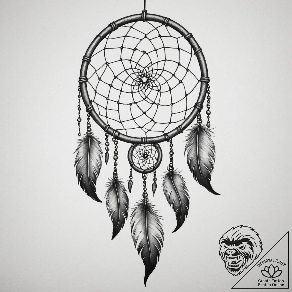 Tattoo design a dreamcatcher with a misty, et... - tattoo sketch (№1755000716_0, 12.08.2025 12:11) — tattoovalue.net