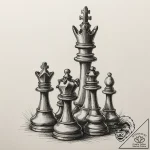 A detailed close-up of a half-finished game o… – tattoo sketch (№1755000915_0, 12.08.2025 12:15) — tattoovalue.net
