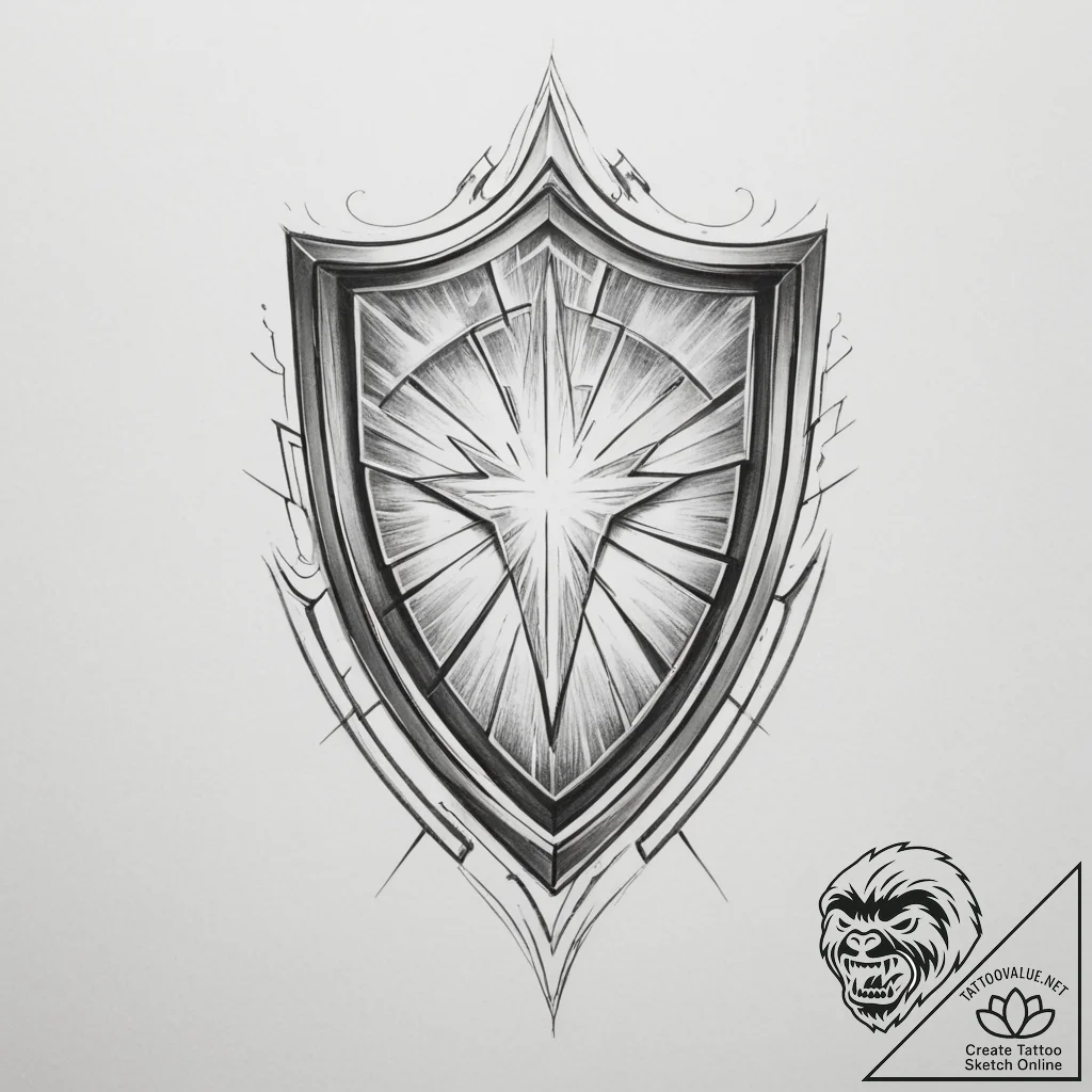 Tattoo sketch an abstract "shield" made of in... - tattoo sketch (№1755001113_0, 12.08.2025 12:18) — tattoovalue.net