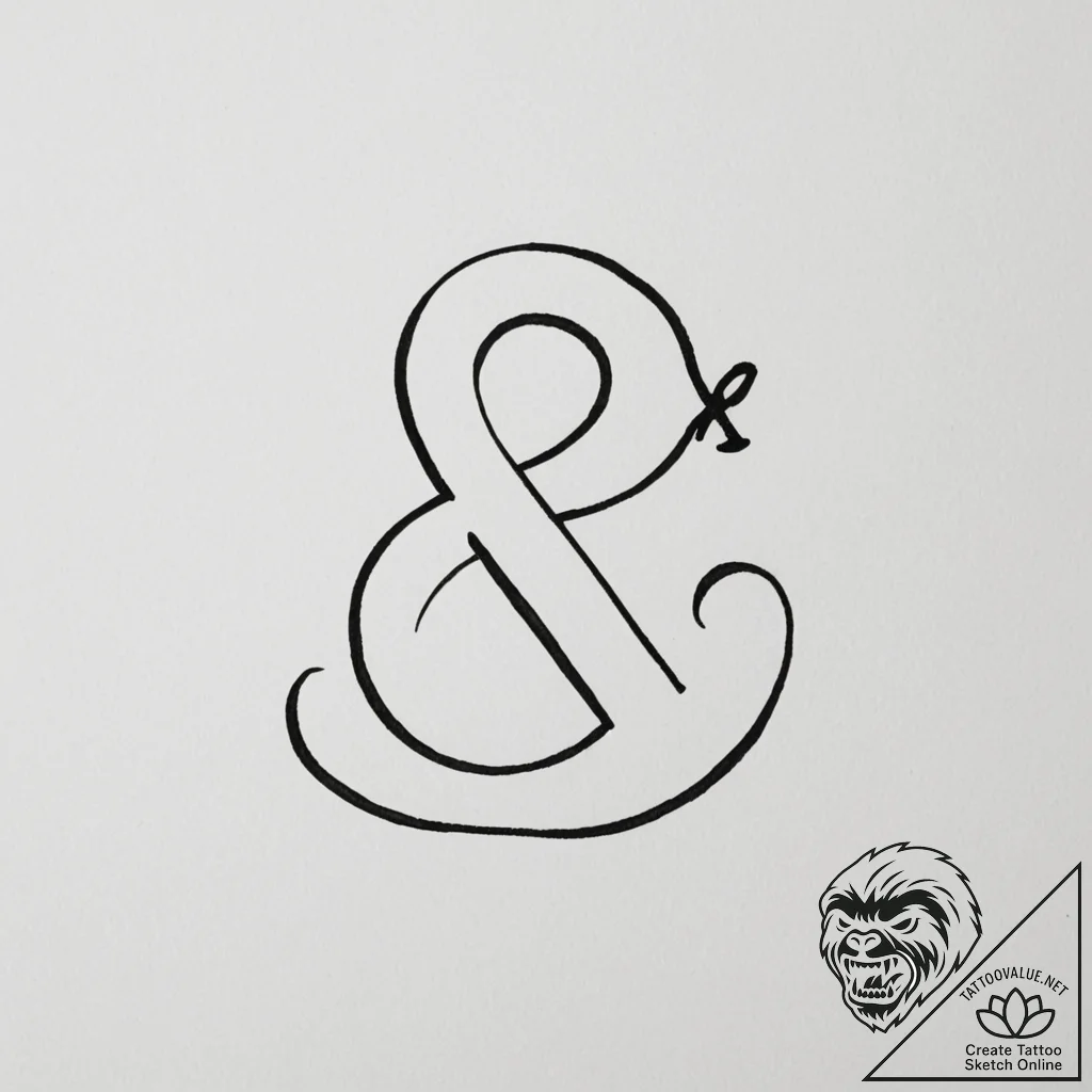 An ampersand symbol - tattoo sketch (№1755001313_0, 12.08.2025 12:21) — tattoovalue.net
