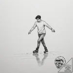 A solitary figure practicing ice skating on a… – tattoo sketch (№1755002127_0, 12.08.2025 12:35) — tattoovalue.net