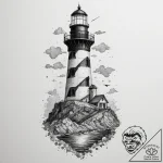 A shot of a lighthouse keeper looking out to… – tattoo sketch (№1755002327_0, 12.08.2025 12:38) — tattoovalue.net