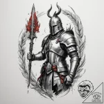 Tattoo design: a powerful slavic warrior clad… – tattoo sketch (№1755003132_0, 12.08.2025 12:52) — tattoovalue.net