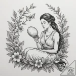 Tattoo design: a peaceful scene of mokosh ten… – tattoo sketch (№1755004531_0, 12.08.2025 13:15) — tattoovalue.net