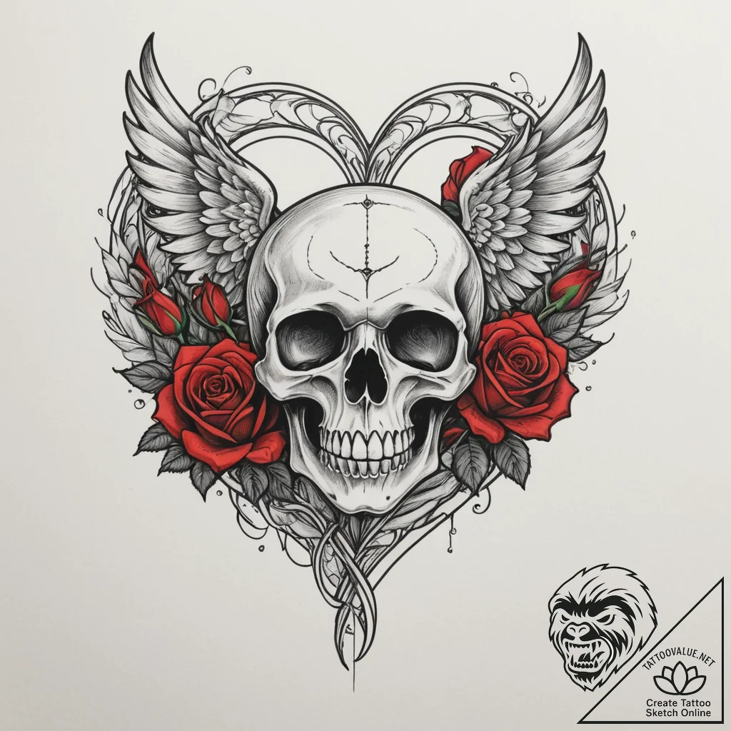 Tattoo sketch a heart transforming into a bir... - tattoo sketch (№1755004935_0, 12.08.2025 13:22) — tattoovalue.net