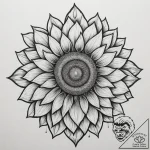 A field of sunflowers, all facing the sun., c… – tattoo sketch (№1755005332_0, 12.08.2025 13:28) — tattoovalue.net