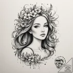 Tattoo design a virgo maiden, half abstract l… – tattoo sketch (№1755005531_0, 12.08.2025 13:32) — tattoovalue.net