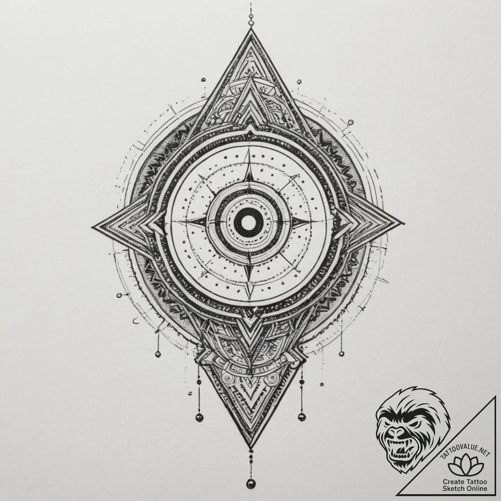 Tattoo design a glowing "target locked" indic... - tattoo sketch (№1755005932_0, 12.08.2025 13:38) — tattoovalue.net