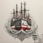 A massive container ship navigating through a… – tattoo sketch (№1755006131_0, 12.08.2025 13:42) — tattoovalue.net