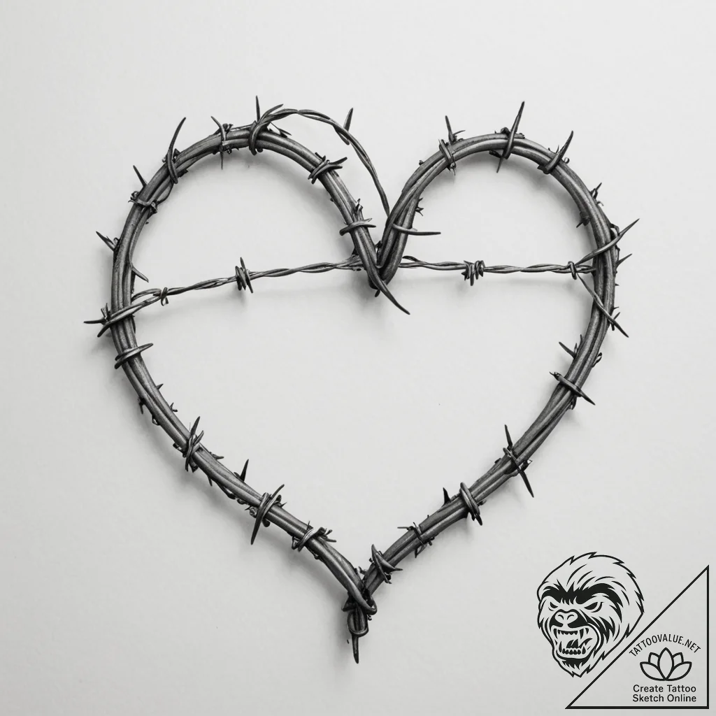 Barbed wire heart - tattoo sketch (№1755006935_0, 12.08.2025 13:55) — tattoovalue.net