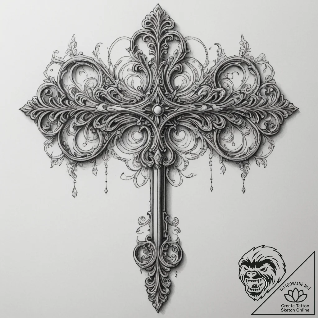 Tattoo sketch a vintage key with intricate de... - tattoo sketch (№1755007534_0, 12.08.2025 14:05) — tattoovalue.net