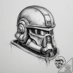 Tattoo sketch a space marine’s helmet with a… – tattoo sketch (№1755007944_0, 12.08.2025 14:12) — tattoovalue.net