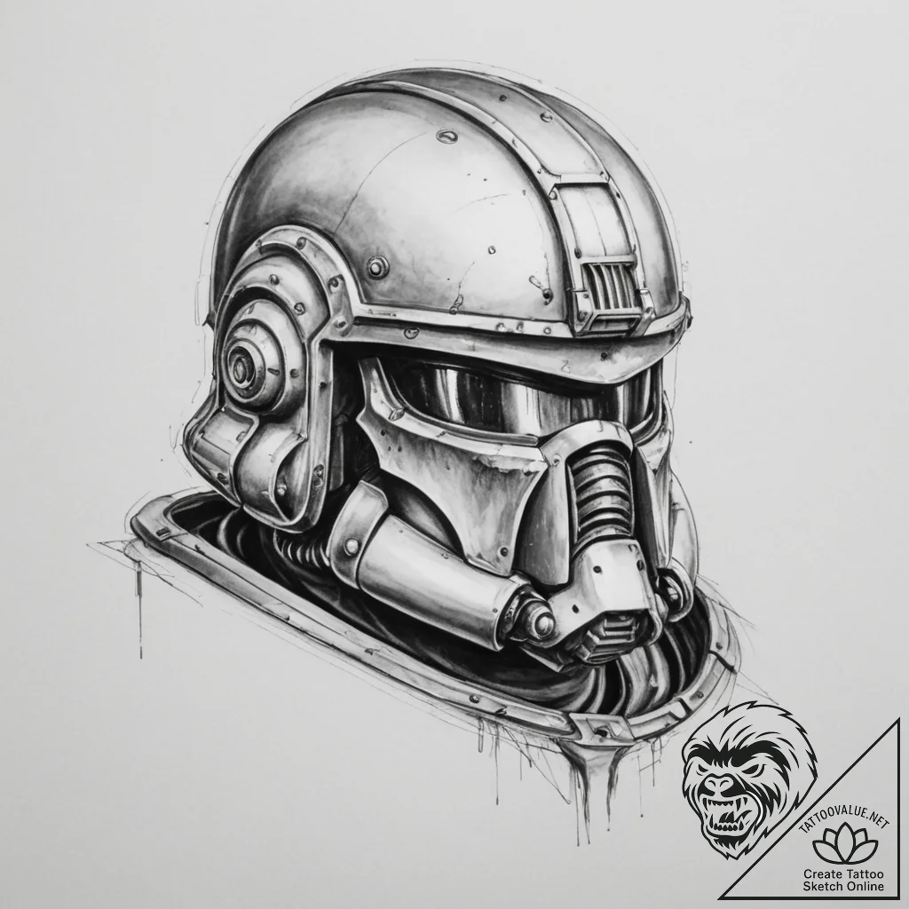 Tattoo sketch a space marine's helmet with a... - tattoo sketch (№1755007944_0, 12.08.2025 14:12) — tattoovalue.net