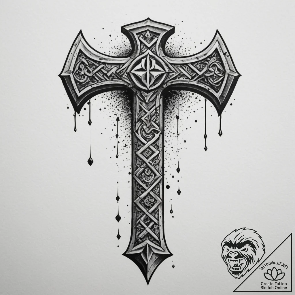 Tattoo sketch: a war hammer stylized after pe... - tattoo sketch (№1755008341_0, 12.08.2025 14:19) — tattoovalue.net