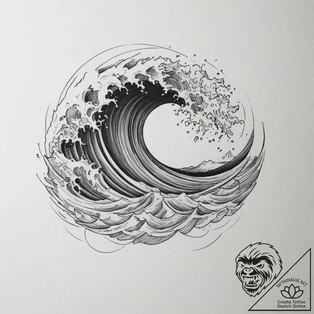 Tattoo sketch a subtle "wave" of emotion movi... - tattoo sketch (№1755009139_0, 12.08.2025 14:32) — tattoovalue.net