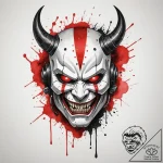 Cyberpunk oni mask, concept art for tattoo, b… – tattoo sketch (№1755009935_0, 12.08.2025 14:45) — tattoovalue.net