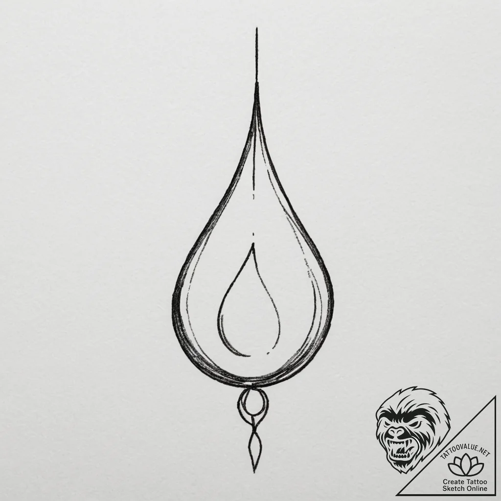 Tattoo sketch a single, perfectly formed tear... - tattoo sketch (№1755010330_0, 12.08.2025 14:52) — tattoovalue.net