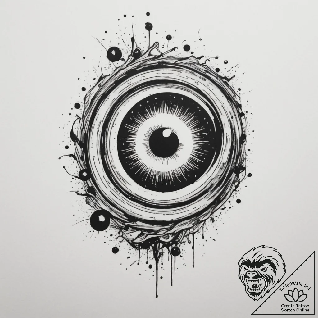 Black hole, tattoo line art, trash polka tatt... - tattoo sketch (№1755011551_0, 12.08.2025 15:12) — tattoovalue.net