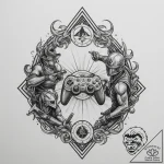 Tattoo design a stylized “game lobby” icon wi… – tattoo sketch (№1755012560_0, 12.08.2025 15:29) — tattoovalue.net