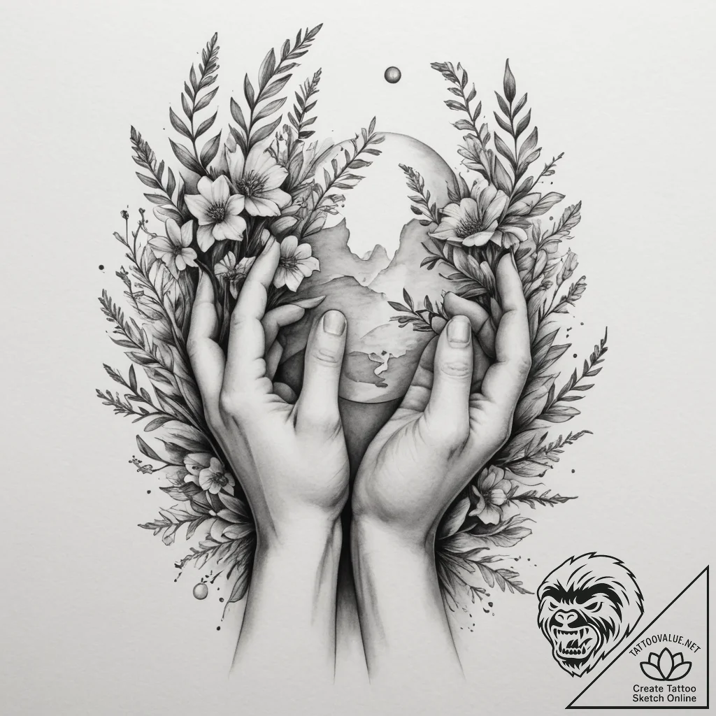 Tattoo sketch: a scene of spring awakening, w... - tattoo sketch (№1755012760_0, 12.08.2025 15:32) — tattoovalue.net