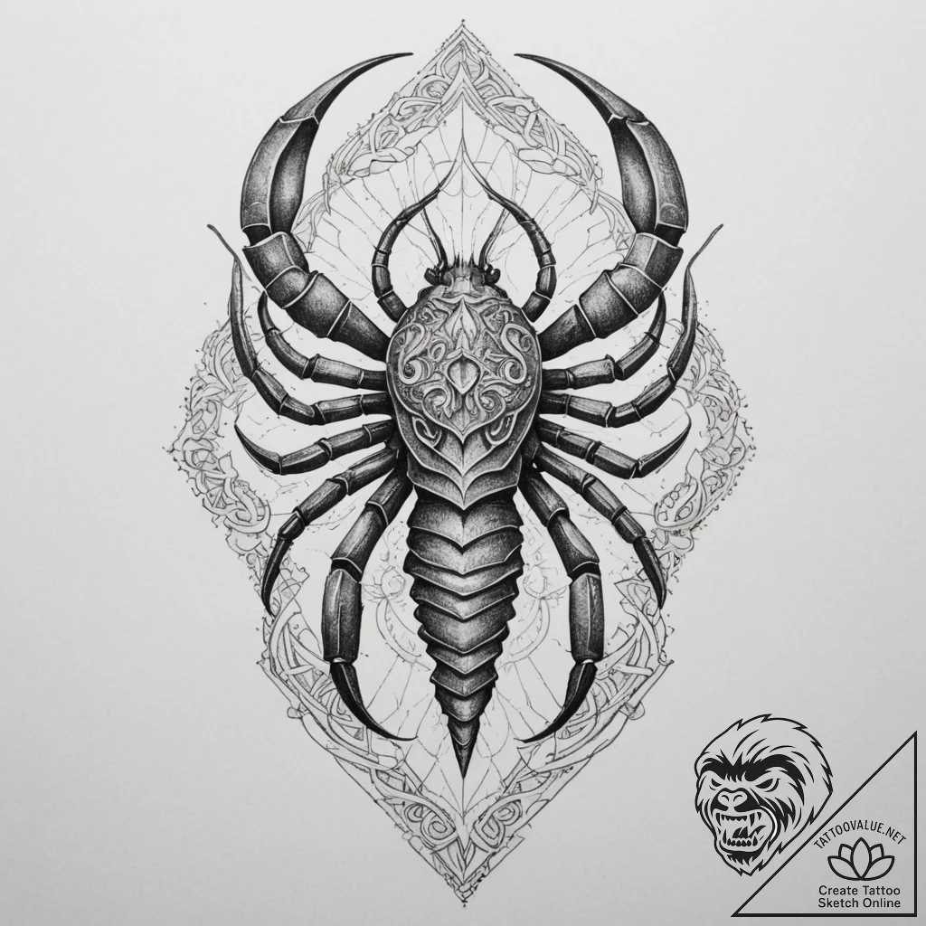 Tattoo design a scorpio scorpion composed of... - tattoo sketch (№1755012960_0, 12.08.2025 15:36) — tattoovalue.net