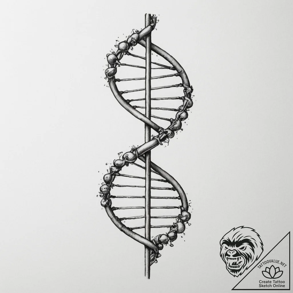 Dna helix - tattoo sketch (№1755013360_0, 12.08.2025 15:42) — tattoovalue.net