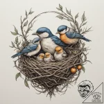Tattoo sketch a mother bird feeding chicks in… – tattoo sketch (№1755014552_0, 12.08.2025 16:02) — tattoovalue.net