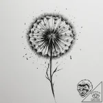 Tattoo sketch a dandelion with seeds blowing… – tattoo sketch (№1755014750_0, 12.08.2025 16:05) — tattoovalue.net