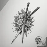 Sword, tattoo sketch design, realistic black… – tattoo sketch (№1755015539_0, 12.08.2025 16:18) — tattoovalue.net