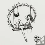 Tattoo design a silhouette of a girl on a swi… – tattoo sketch (№1755015738_0, 12.08.2025 16:22) — tattoovalue.net