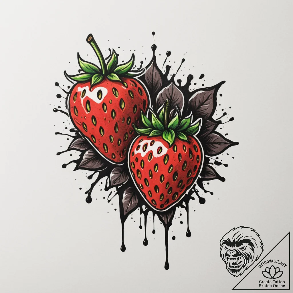 Tattoo sketch a 'strawberry' on one, 'chocola... - tattoo sketch (№1755015936_0, 12.08.2025 16:25) — tattoovalue.net