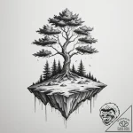 A floating island with a single tree, tattoo… – tattoo sketch (№1755016531_0, 12.08.2025 16:35) — tattoovalue.net