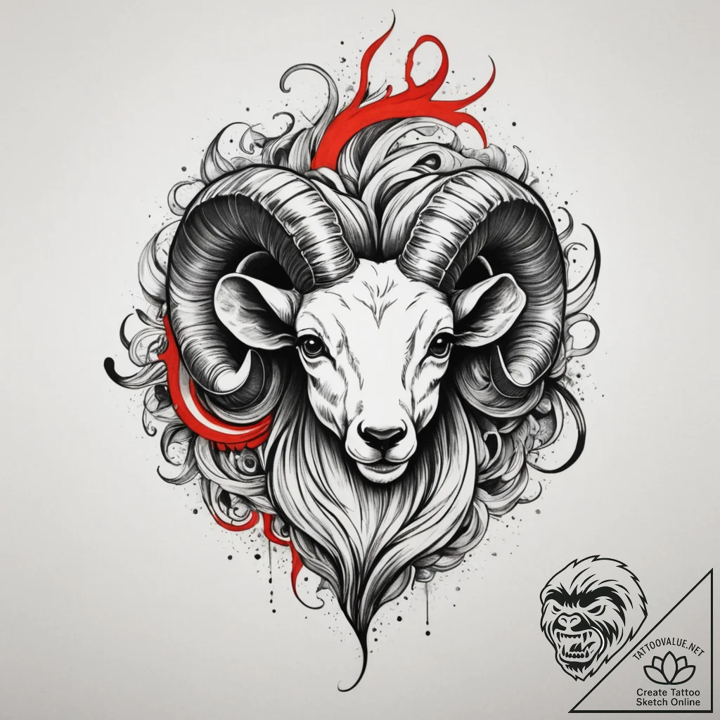 Tattoo sketch an aries symbol formed by styli... - tattoo sketch (№1755016729_0, 12.08.2025 16:38) — tattoovalue.net