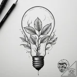 Lightbulb with a plant growing inside, tattoo… – tattoo sketch (№1755016927_0, 12.08.2025 16:42) — tattoovalue.net