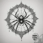 A close-up of a spider weaving its intricate… – tattoo sketch (№1755017522_0, 12.08.2025 16:52) — tattoovalue.net